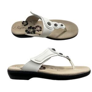 Propet Ortholite Monica White Leather Thong Sandal Women's Size 7